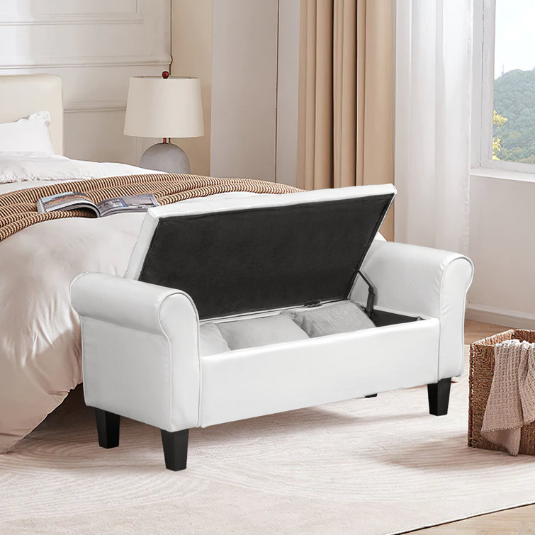 Leather armed 2024 storage bench